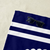 Nautisch kompas ster roos marineblauw en wit strandlaken (In situ)