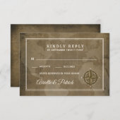 Nautisch Kompas  Wereldbol Bruiloft RSVP Kaarten (Voorkant / Achterkant)