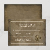 Nautisch Kompas  Wereldbol Bruiloft RSVP Kaarten Kaartje (Voorkant / Achterkant)