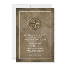 Nautisch kompas  Wereldbol bruiloft uitnodigingen