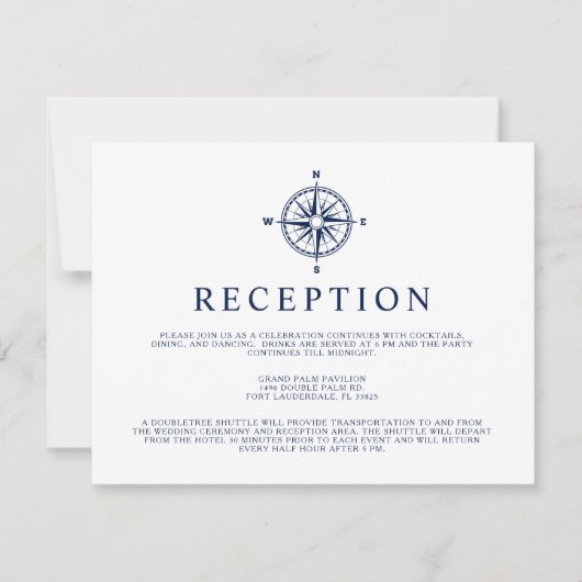 Nautisch kompas windroos | Uitnodiging receptie (Voorkant)