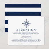 Nautisch kompas windroos | Uitnodiging receptie (Voorkant / Achterkant)