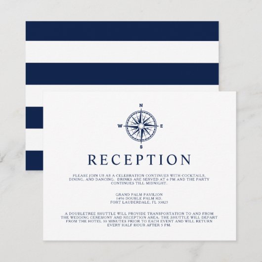 Nautisch kompas windroos | Uitnodiging receptie (Voorkant / Achterkant)