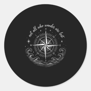 Nautisch kompasroos ontwerp met inspirerend ronde sticker