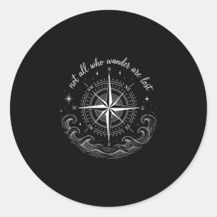 Nautisch kompasroos ontwerp met inspirerend ronde sticker
