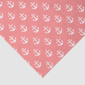 Nautisch koraal en wit ankerpatroon tissuepapier (Detail)