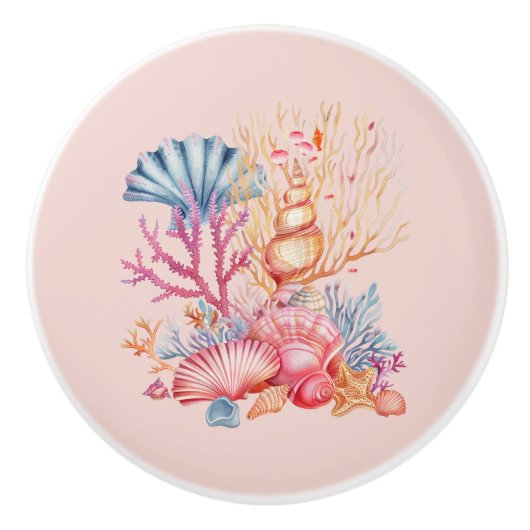 Nautisch koraal keramische knop (Voorkant)