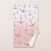 Nautisch koraal roos goudglitterankerpatroon bad handdoek (Handdoek)