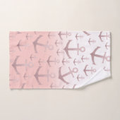 Nautisch koraal roos goudglitterankerpatroon bad handdoek (Handdoek)