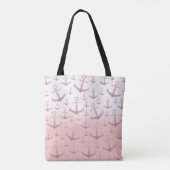 Nautisch koraal roos goudglitterankerpatroon tote bag (Achterkant)