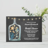 Nautisch krijtbord bruids douche uitnodigingen (Staand voorkant)