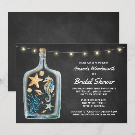 Nautisch krijtbord bruids douche uitnodigingen (Voorkant / Achterkant)