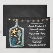 Nautisch krijtbord verlovingsfeestuitnodigingen kaart (Voorkant / Achterkant)