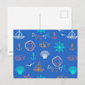 Nautisch krijttekenpatroon briefkaart (Voorkant / Achterkant)