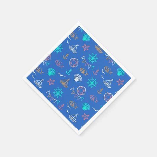 Nautisch krijttekenpatroon servet (Hoek)