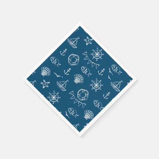 Nautisch krijttekenpatroon servet (Hoek)
