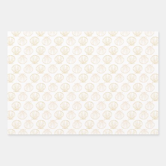 Nautisch Kust Strand Chic Gouden Zeeschelp Schelp Inpakpapier Vel (Voorkant 3)