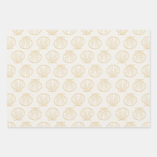 Nautisch Kust Strand Chic Gouden Zeeschelp Schelp Inpakpapier Vel (Voorkant)