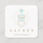 nautisch kustgoud turquoise Visitekaartje (Voorkant)