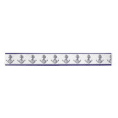 Nautisch kuststrand Seaside Navy Blue Anchor Satijnen Lint (Voorkant)