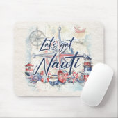 Nautisch "Let's Get Nauti" Kustboot Thema Muismat (Met muis)