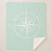 Nautisch Licht Blauw en Wit Zeilschip Kompas Sherpa Deken (Voorkant)