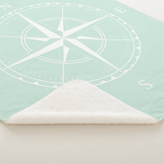 Nautisch Licht Blauw en Wit Zeilschip Kompas Sherpa Deken (3/4)