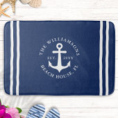 Nautisch licht Marine blauw wit anker monogram Badmat