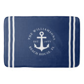 Nautisch licht Marine blauw wit anker monogram Badmat (Voorkant)