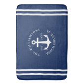 Nautisch licht Marine blauw wit anker monogram Badmat (Voorkant Verticaal)