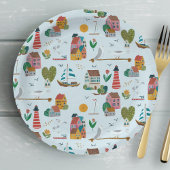 Nautisch lichtblauw patroonjongen baby shower part papieren bordje