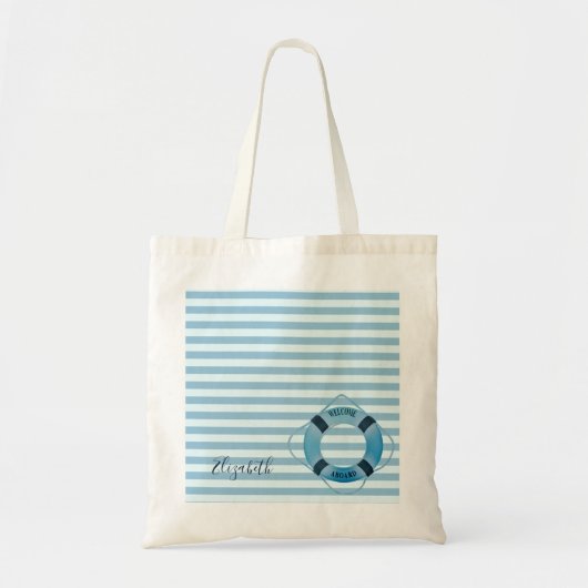 Nautisch, Lichtblauwe Strepen Tote Bag (Voorkant)