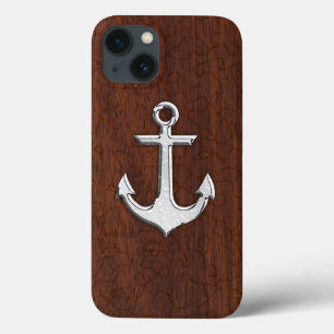 Nautisch mahogany Anchor Steel iPhone 13 Hoesje
