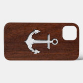 Nautisch mahogany Anchor Steel Case-Mate iPhone Case (Achterkant (horizontaal))