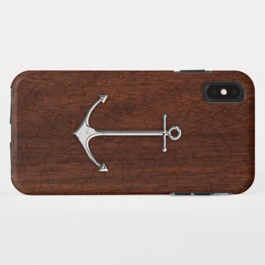 Nautisch mahogany Anchor Steel Case-Mate iPhone Case (Achterkant (horizontaal))