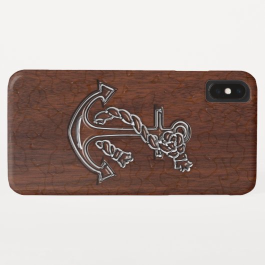 Nautisch mahogany Anchor Steel Case-Mate iPhone Case (Achterkant (horizontaal))