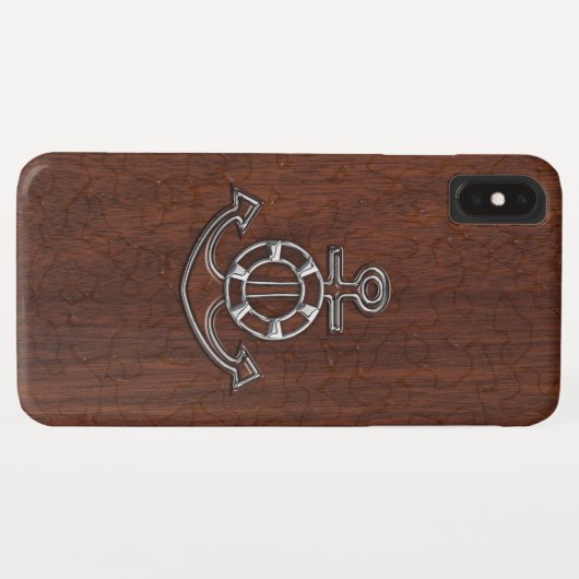 Nautisch mahogany Anchor Steel Case-Mate iPhone Case (Achterkant (horizontaal))