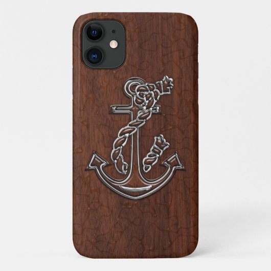 Nautisch mahogany Anchor Steel Case-Mate iPhone Case (Achterkant)