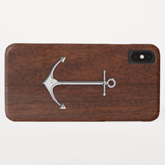 Nautisch mahogany Anchor Steel Case-Mate iPhone Case (Achterkant (horizontaal))
