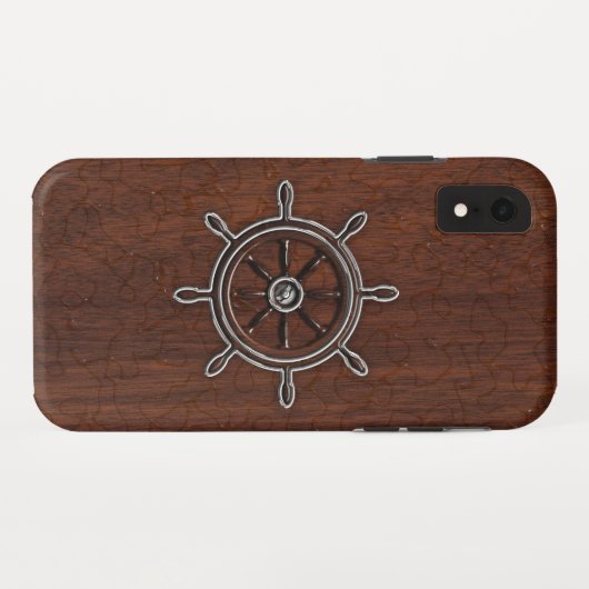 Nautisch mahogany Anchor Steel Case-Mate iPhone Case (Achterkant (horizontaal))
