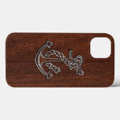 Nautisch mahogany Anchor Steel Case-Mate iPhone Case (Achterkant (horizontaal))