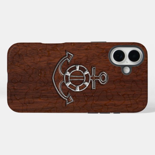 Nautisch mahogany Anchor Steel Case-Mate iPhone Case (Achterkant (horizontaal))
