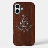 Nautisch mahogany Anchor Steel Case-Mate iPhone Case (Achterkant)