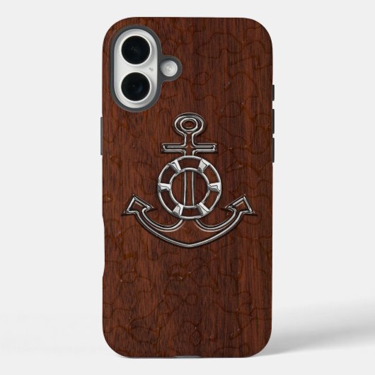 Nautisch mahogany Anchor Steel Case-Mate iPhone Case (Achterkant)