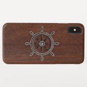 Nautisch mahogany Anchor Steel Case-Mate iPhone Case (Achterkant (horizontaal))