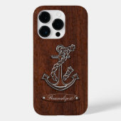 Nautisch mahogany Anchor Steel Case-Mate iPhone Case (Achterkant)