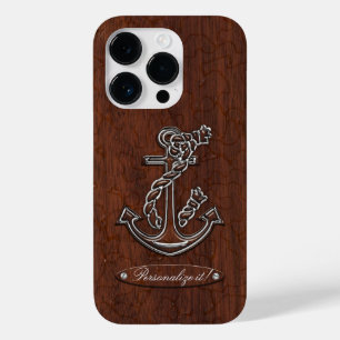 Nautisch mahogany Anchor Steel Case-Mate iPhone 14 Pro Hoesje