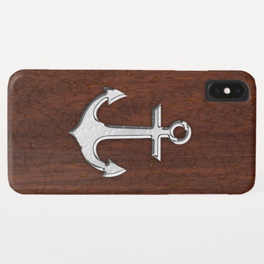 Nautisch mahogany Anchor Steel Case-Mate iPhone Case (Achterkant (horizontaal))