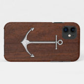 Nautisch mahogany Anchor Steel Case-Mate iPhone Case (Achterkant (horizontaal))