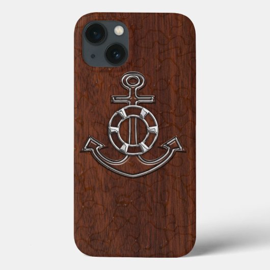 Nautisch mahogany Anchor Steel Case-Mate iPhone Case (Achterkant)
